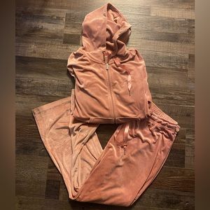 Pink velvet tracksuit